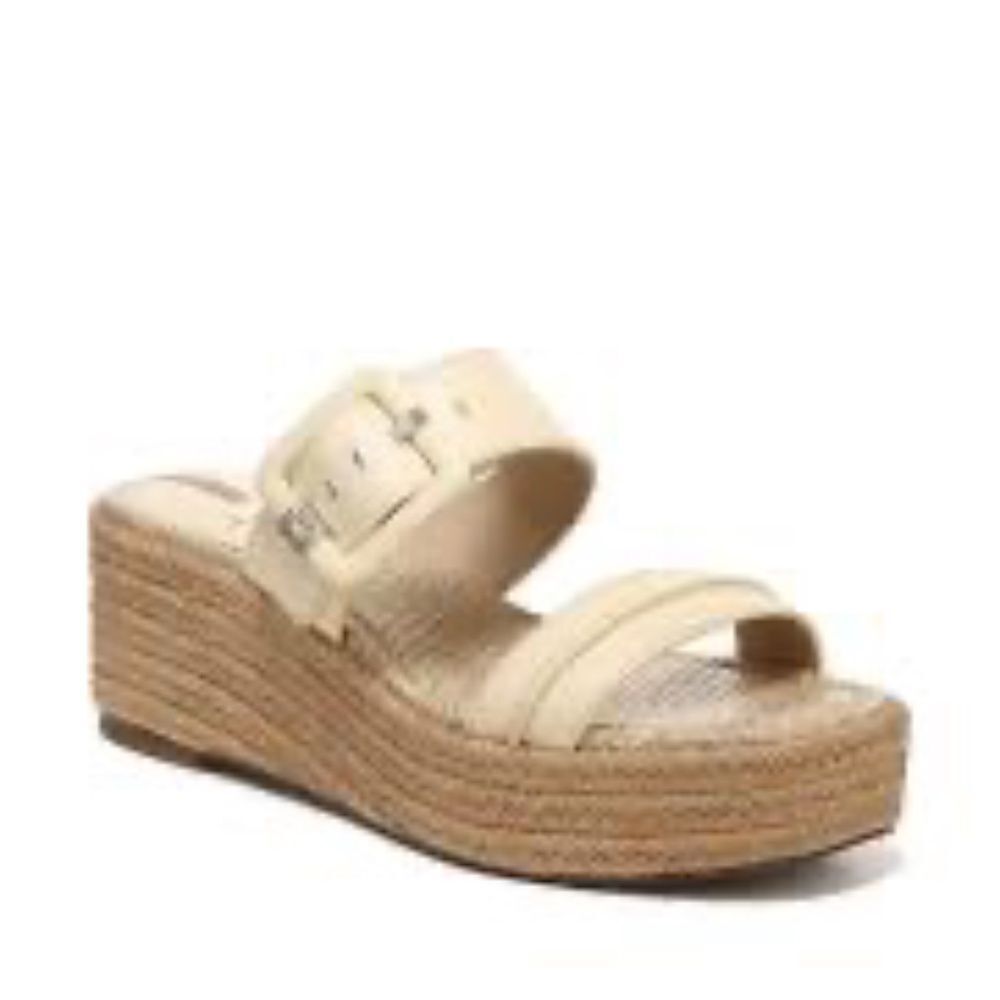 Sam Edelman Carson Women's Cream Leather Espadrille Platform Buckle Sandals Sz 9